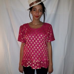 Scoop neck polka dot blouse